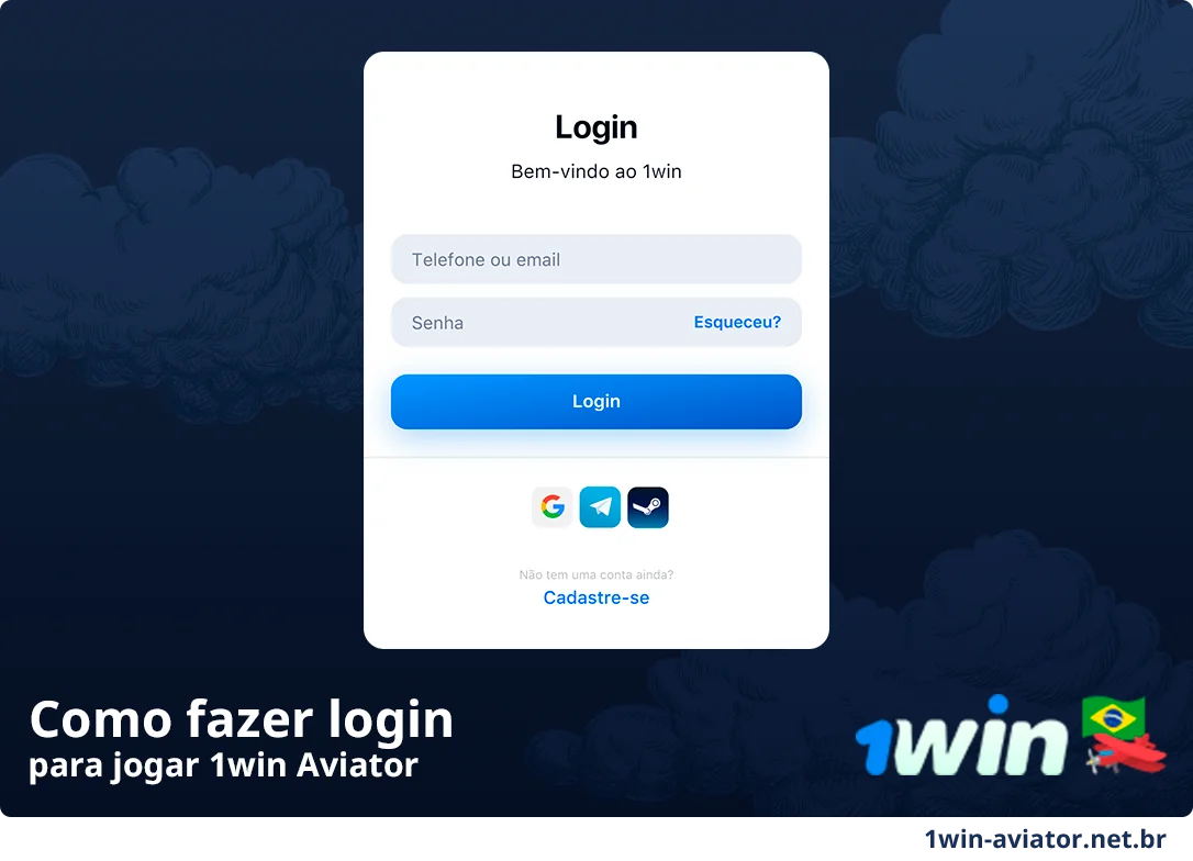 Como fazer login no 1Win Aviator - Instruções passo a passo