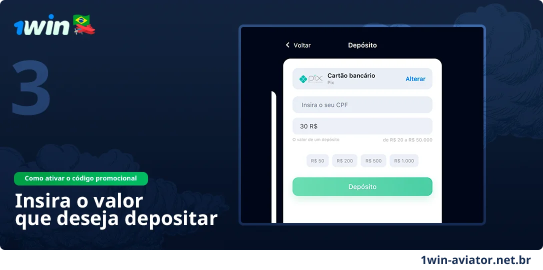 Preencha todos os dados para depósito - 1Win Aviator