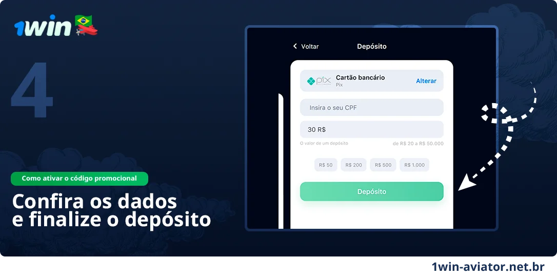 Finalizar o depósito - 1Win Aviator