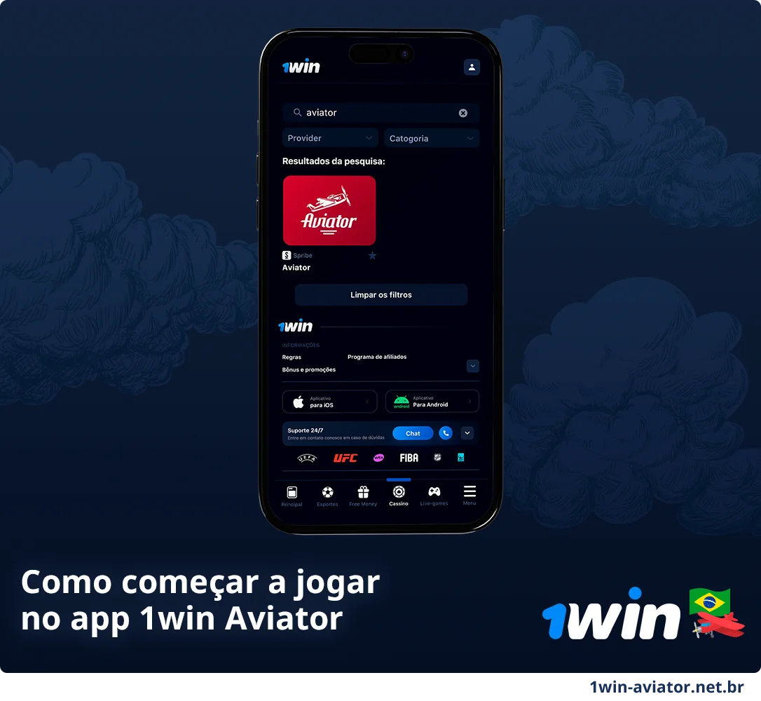 Como jogar 1Win Aviator usando o aplicativo móvel