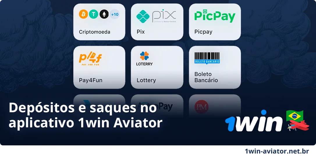 Métodos de pagamento disponíveis - 1Win Aviator App