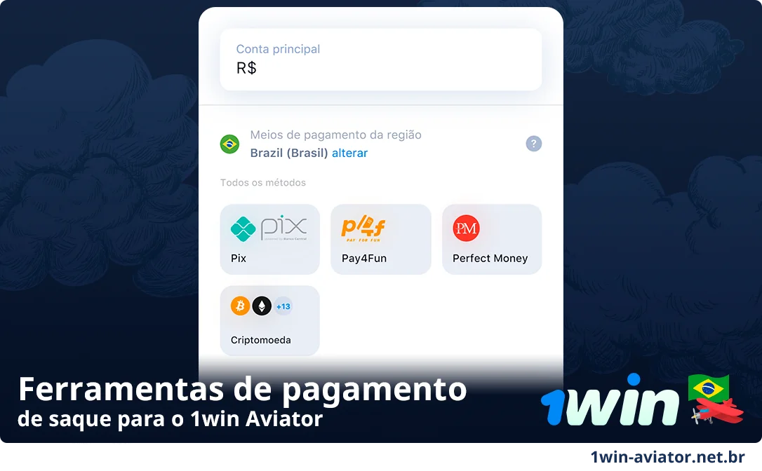 Métodos de retirada disponíveis - 1Win Aviator Brasil