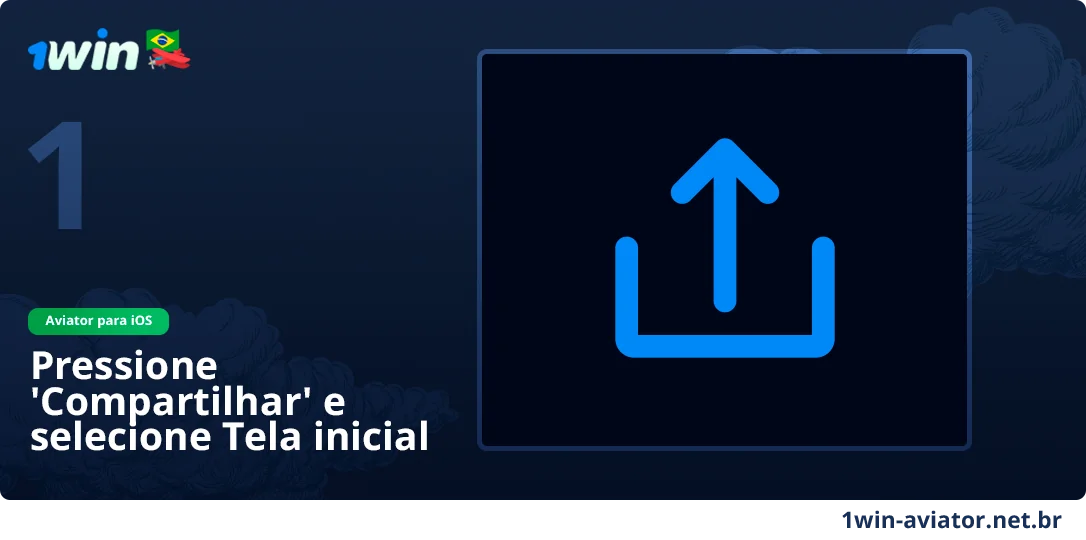 Clique no botão de compartilhamento no Safari - 1Win Aviator App
