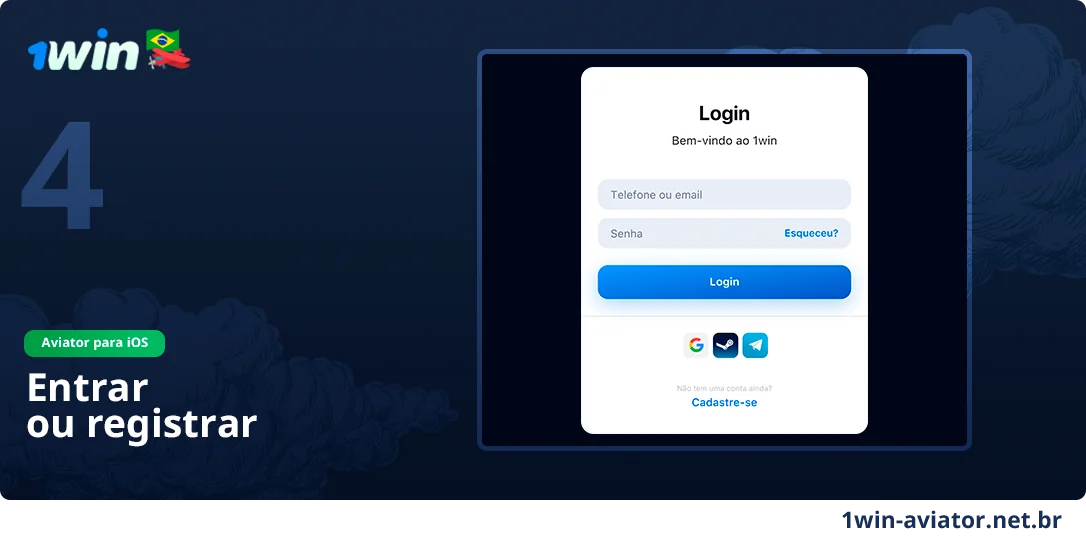 Inicie o 1Win, faça login ou registre-se - 1Win Aviator
