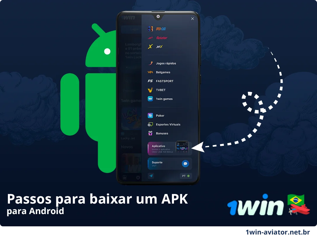 Etapas para baixar o aplicativo 1Win Aviator para Android