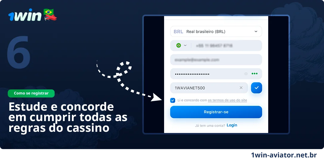 Concordo com os termos e condições - 1Win Aviator
