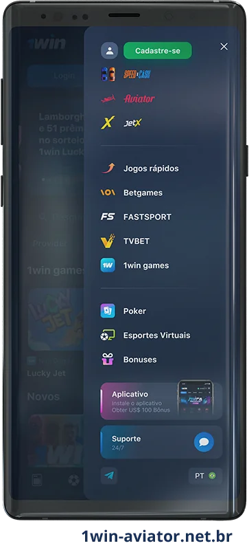 1Win Aviator - Menu principal